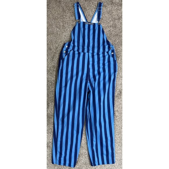 Game Bibs Sz Large Navy Blue Light Blue Overalls Fan Overalls Adult - Picture 1 of 4